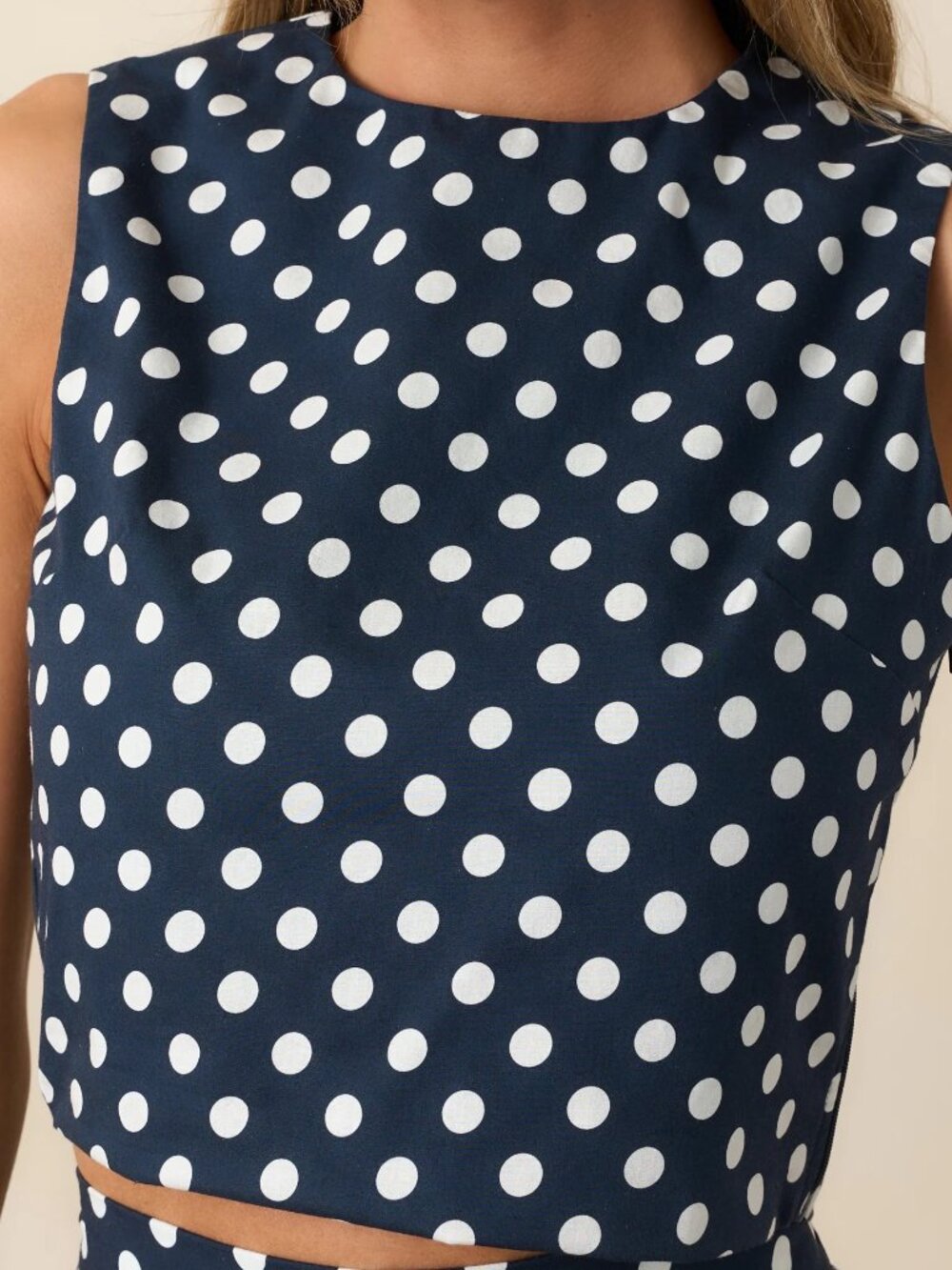 Prosperina Ellie Navy Polka Dot Cotton Tank Top Size Small NWT